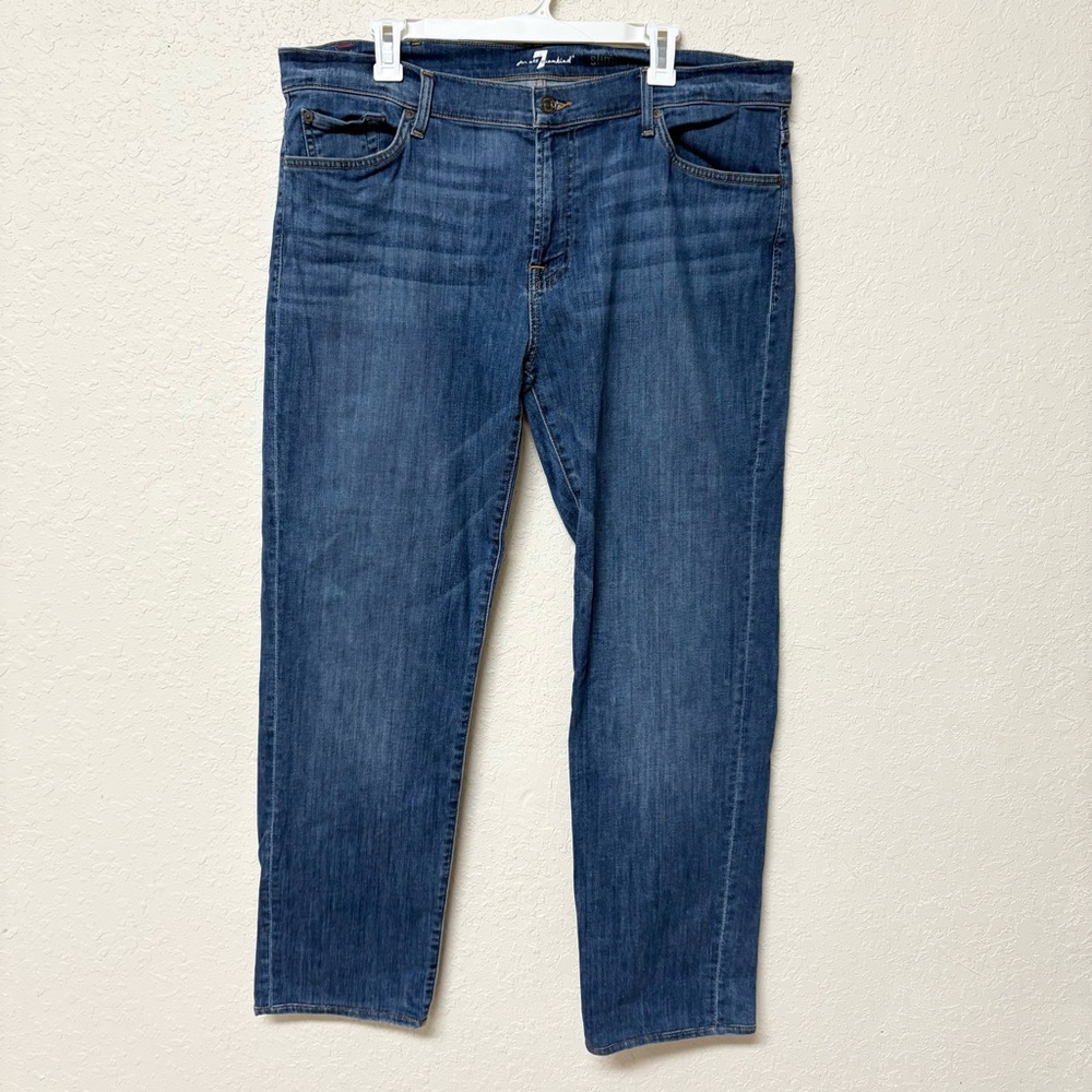 7 For All Mankind Slimmy Jeans Mens Size 38x30 Stretch Blue Denim